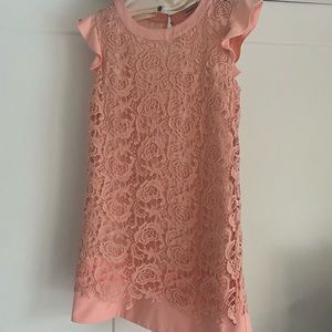 Lace and Pink- wedding, date, holiday party? Never worn Mini dress